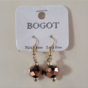 BOGOT Gold and Brown Dangle Earrings